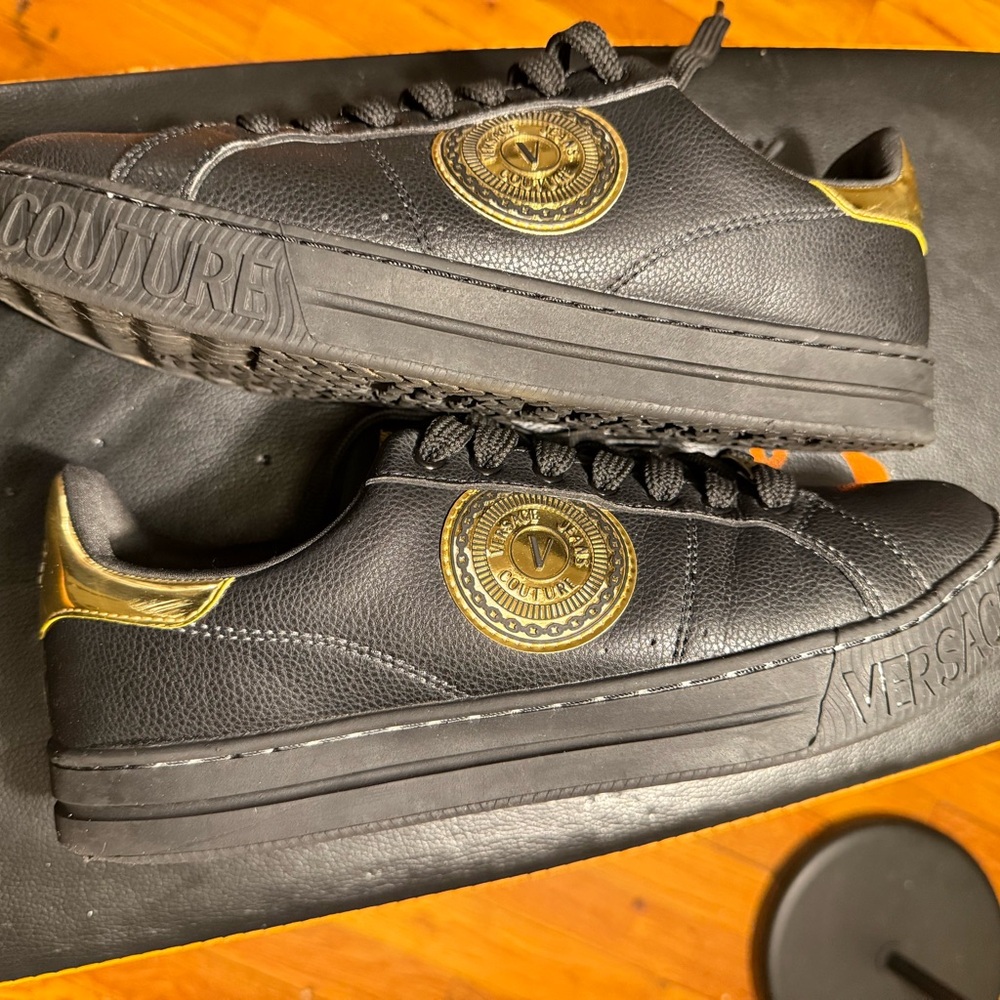 Versace Black and Gold Men's Sneakers